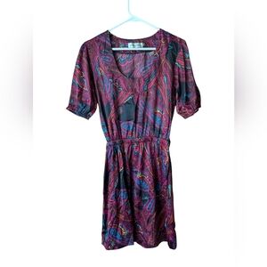 Vintage Veronicam  Womens belted dress short sleeve Multicolor size S